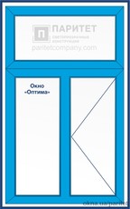 Т-образное двухстворчатое глухое – правое поворотное Оптима